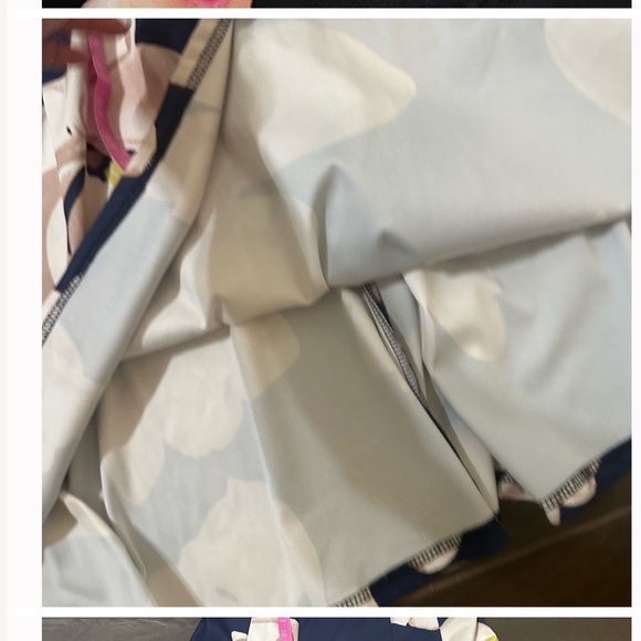 Beautiful navy blue dress with floral skirt and orange sash tie back zip large - Picture 13 of 13